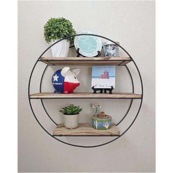 Floating Shelves Wall Mounted Hanging Shelf Hexagon Rustic Farmhouse Shelves - Picture 5 of 6